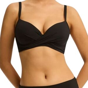 SEA LEVEL Size 8 Classic Black Twist Front Padded Underwire Swim Bikini Top NEW